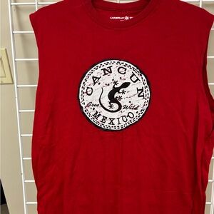 Red Cancun Mexico tank/sleeveless T-Shirt size XXL. Cotton. EUC.